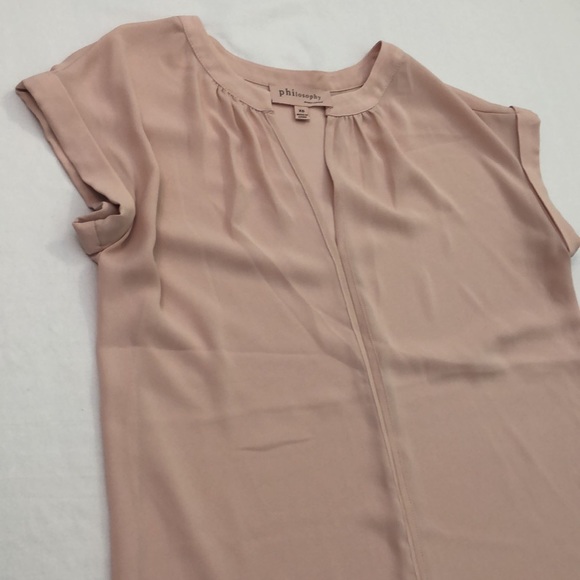 Philosophy Womens Blush Nude Pink Cuffed Sleeve Blouse Size XS - Picture 7 of 9